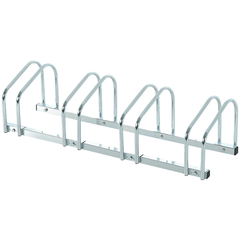 HOMCOM 3-Bike Bicycle Floor Parking Rack Cycling Storage Stand Silver