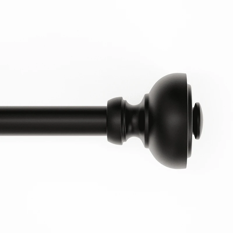 Mainstays 3/4" Black Cameron Urn Adjustable Single Curtain Rod Set, 30"-84"