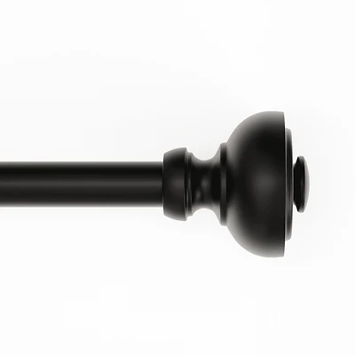Mainstays 3/4" Black Cameron Urn Adjustable Single Curtain Rod Set, 30"-84"