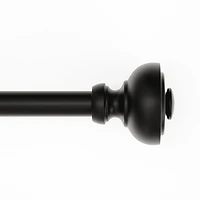 Mainstays 3/4" Black Cameron Urn Adjustable Single Curtain Rod Set, 30"-84"
