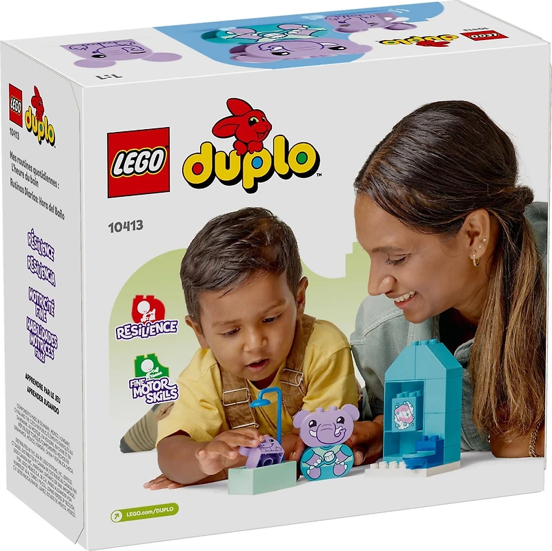 LEGO DUPLO My First Daily Routines: Bath Time Playset, Toddler Learning Toy for Kids Ages 18 Months Plus, Includes 2 Elephant Toys, Helps Preschoolers Role-Play Potty Training, STEM Toy, 10413, Includes 15 Pieces, Ages 1½+