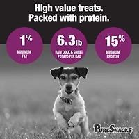 PureSnacks jerky de canard et patate douce pour chien 601g