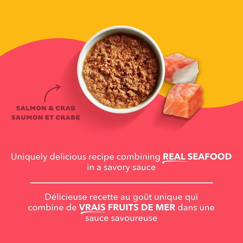 Meow Mix Tenders in Sauce with Real Salmon & Crab, Wet Cat Food, 78 g, Meow Mix TIS Salmon Crab
