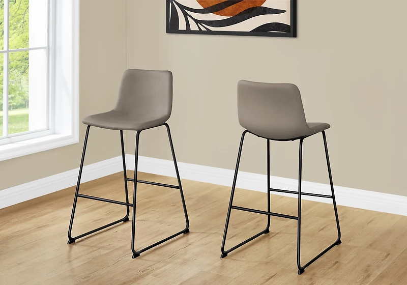 Monarch Specialties Office Chair, Bar Height, Standing, Computer Desk, Work, Pu Leather Look, Metal, Brown, Black, Contemporary, Modern