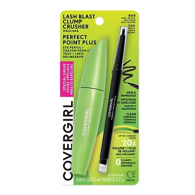 COVERGIRL Pack éco. mascara+traceur, mascara Lash Blast Clump Crusher sans grumaux et traceur Perfect Point Plus pointe microfine estompeur intégré - L'emballage peut varier