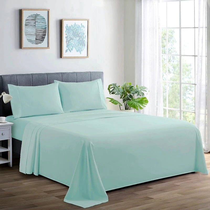 Marina Decoration 600 Thread Count Ultra Soft Deep Pocket Hotel Standard Solid Bedding Long Staple Percale Cotton All Season Sheet Set with Pillowcase