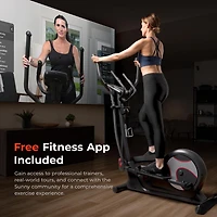 Sunny Health & Fitness Heavy-Duty Smart Elliptical Trainer, 300LB Load Equipment for Indoor Cardio Exercise, Adjustable Resistance for Full-Body Cross Training, Free SunnyFit App Bluetooth Connection