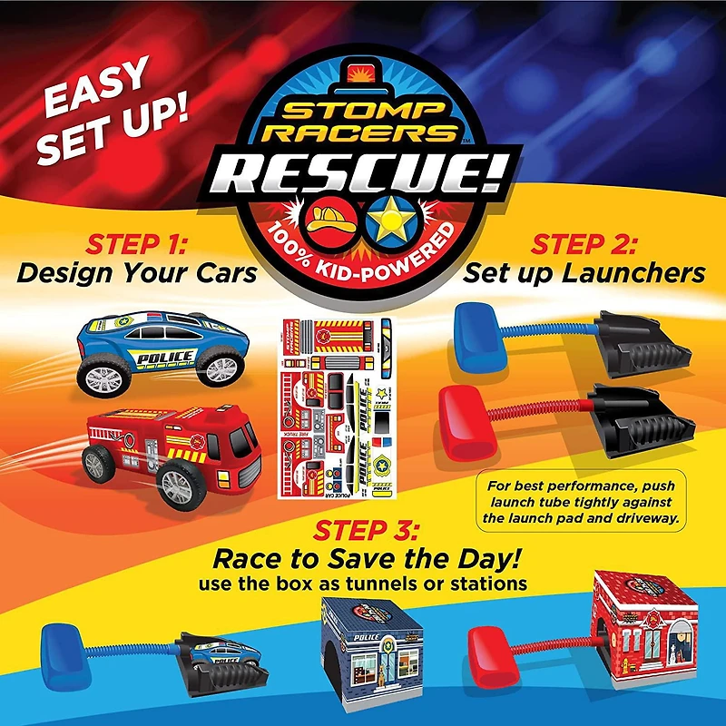 Stomp Rocket Rescue Racers, Police Car & Fire Truck