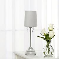 Simple Designs Table Lamp with Fabric Shade and Hanging Acrylic Beads