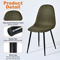 Homy Casa 63 inch Dining Set for 4, Large Faux Walnut Table with Fabric Upholstered Chairs, Green Fabric
