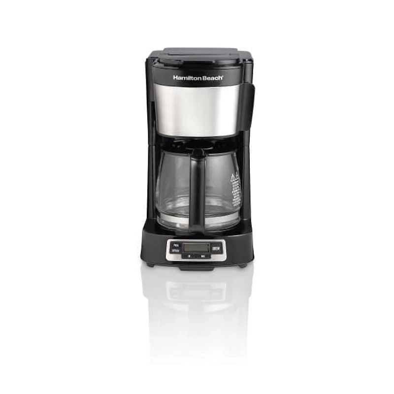 Hamilton Beach 5 Cup Compact Coffee Maker with Programmable Clock & Glass Carafe