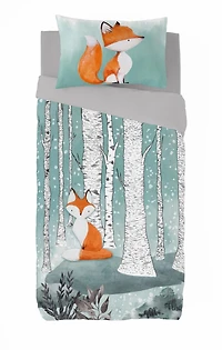 Gouchee Home Swift Fox Print Juvenille Cotton Duvet Cover Set, Twin Size