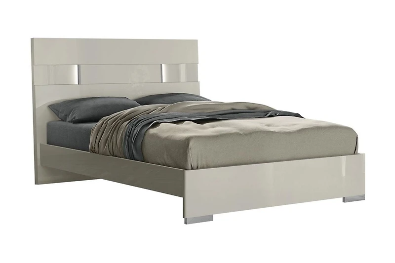 K-Living Latina Grey Lacquer Finish Double-Size Bed with One-Touch LED Light