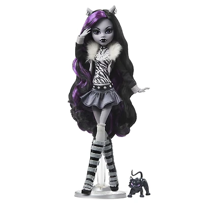 Monster High-Poupée Clawdeen Wolf-Poupée en noir et blanc avec posters