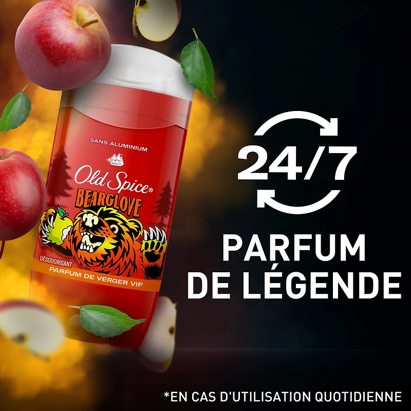 Old Spice Aluminum Free Deodorant for Men, 24/7 Freshness, Long Lasting Odor Protection, Legendary Fragrance, Bearglove, Crisp Orchard Scent, 85 g