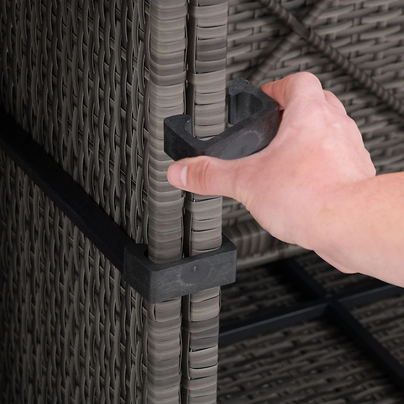 CorLiving Parksville - Chaise d'angle sectionnelle en résine tressée, rotin et acier galvanisé avec coussins, vendue à l'unité, à utiliser pour agrandir un ensemble extérieur