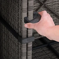 CorLiving Parksville - Chaise d'angle sectionnelle en résine tressée, rotin et acier galvanisé avec coussins, vendue à l'unité, à utiliser pour agrandir un ensemble extérieur