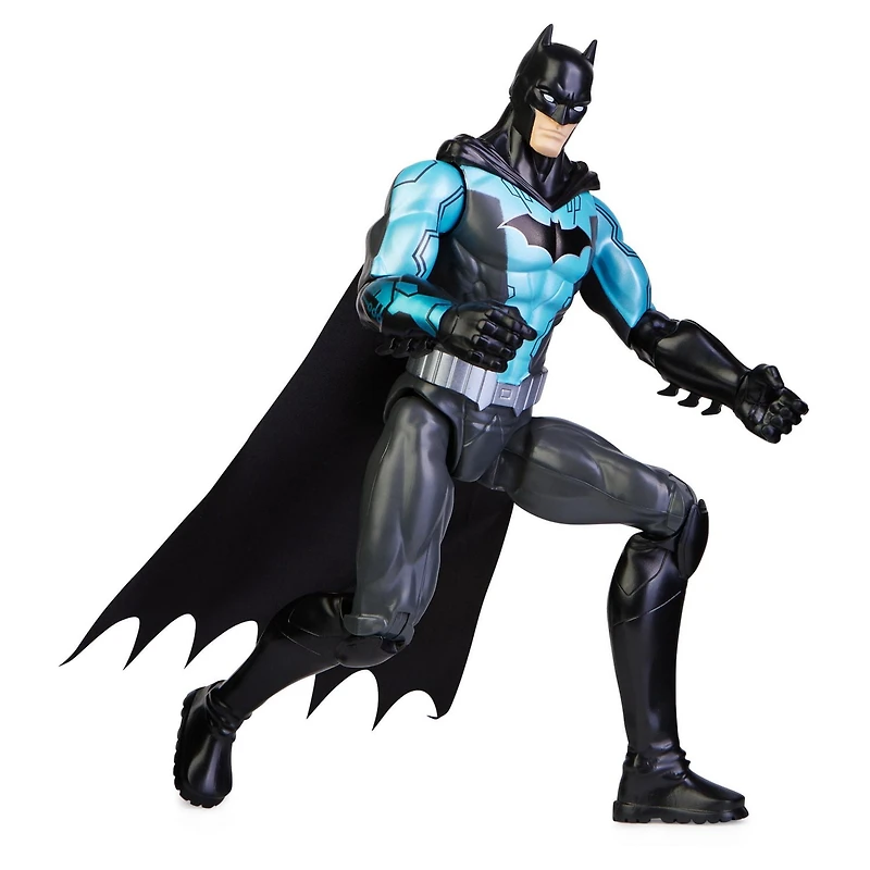 Batman, Figurine articulée Bat-Tech Batman de 30 cm (costume noir/bleu), Jouets pour garçons et filles à partir de 3 ans