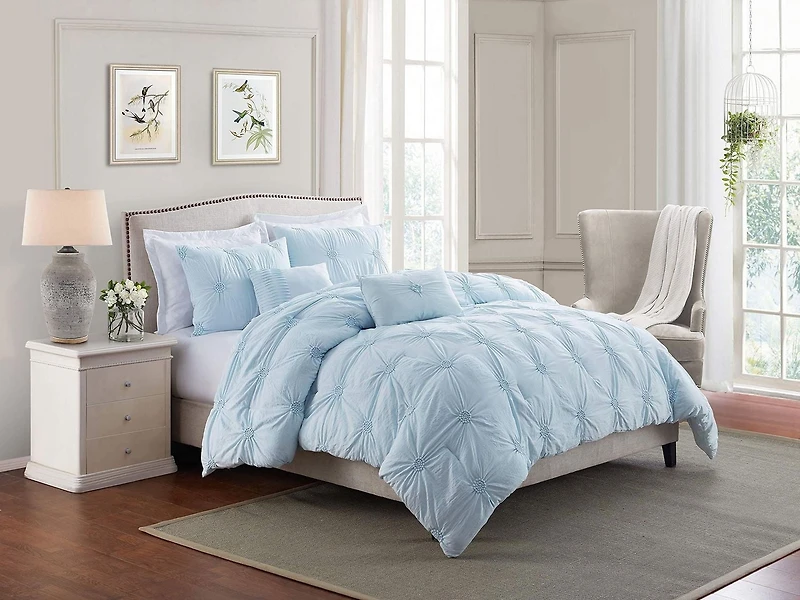 Floral Ruched Comforter Set