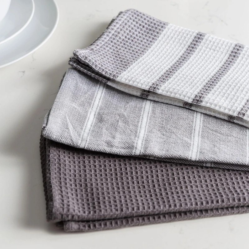 Fabstyles Fouta Lot de 3, 100% coton filé à l'anneau - Serviettes de cuisine de qualité supérieure et douce