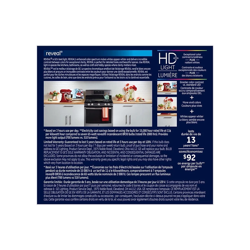 General Electric 9W HD+ DEL R30 Reveal Ampoule