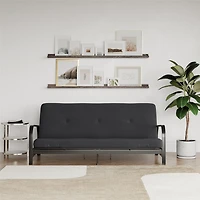Mainstays Black Metal Arm Futon Frame with 6 inch Full Size Mattress & Retainer Covers, Futon with mattress