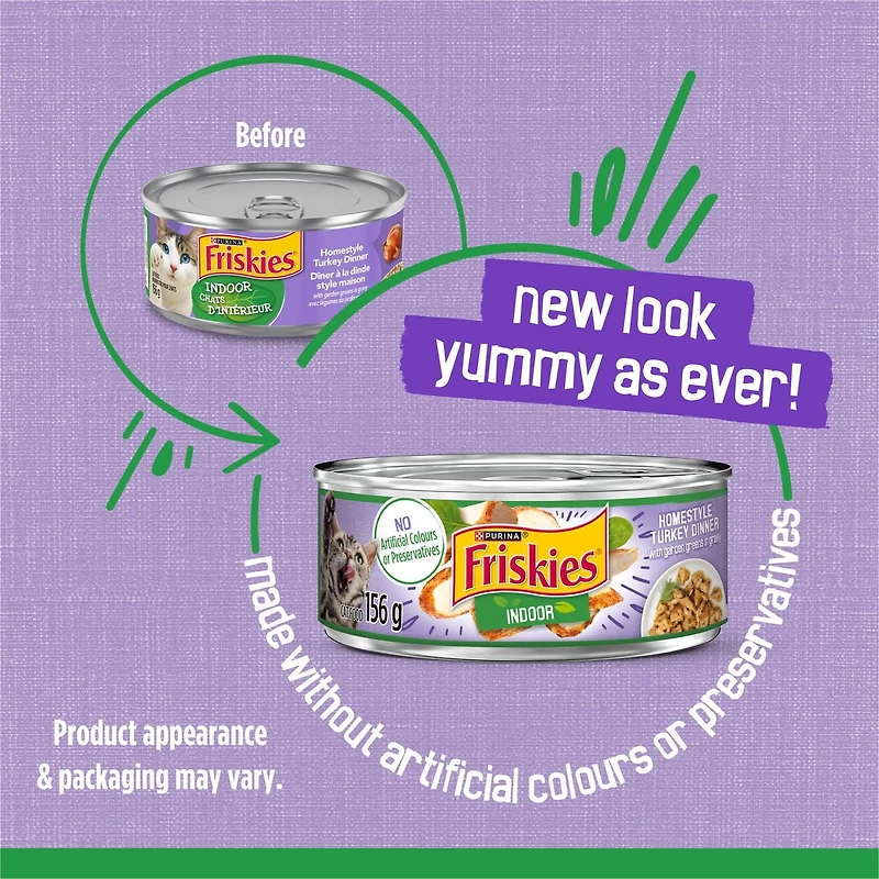 Friskies Indoor Gravy Turkey Dinner Wet Cat Food 156g, 156 g