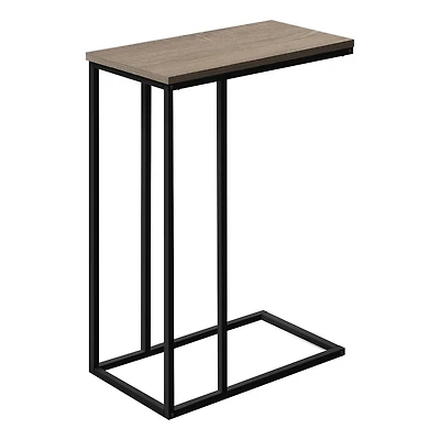 Monarch Specialties Table D'appoint, En Forme De C, Bout, Côté, Collation, Salon, Chambre À Coucher, Métal, Stratifié, Brun, Noir, Contemporain, Moderne