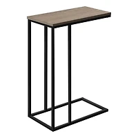 Monarch Specialties Table D'appoint, En Forme De C, Bout, Côté, Collation, Salon, Chambre À Coucher, Métal, Stratifié, Brun, Noir, Contemporain, Moderne
