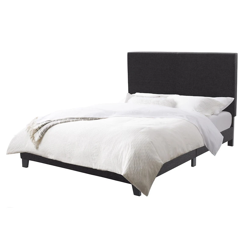 CorLiving Juniper Charcoal Fabric Upholstered  Bed, Double