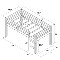 DHP Milton Junior Twin Size Wooden Loft Bed for Kids