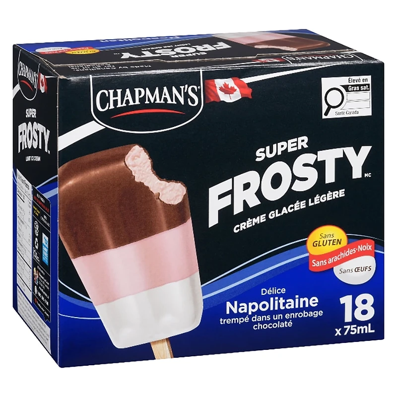 Chapman's Super Frosty Light Ice Cream Bars Neapolitan, 18x75ml, Chap Sup Frosty Choc Dip Neapolitan 18x75ml
