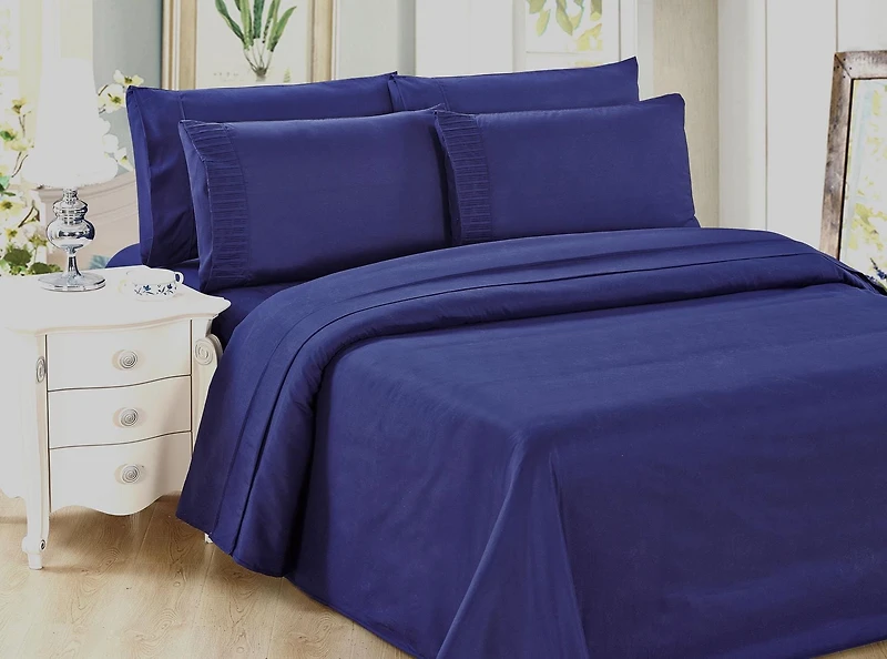 Literie toutes saisons Marina Décoration, ultra douce, soyeuse et zippée, en rayonne de bambou, bleu marine