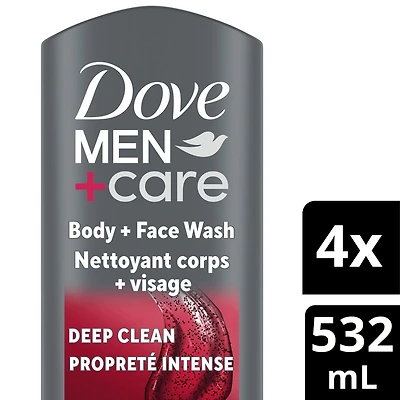 Dove Men+Care Exfoliating Body Wash Deep Clean for Men, with 24-Hour Nourishing Micromoisture Technology Body Wash, 532mL