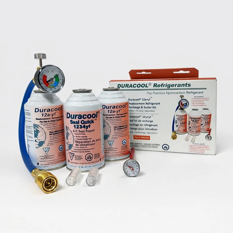 Kit de recharge de refrigerant Duracool 12a-yf Deluxe, pour les systèmes de climatisation mobiles OEM R-1234yf