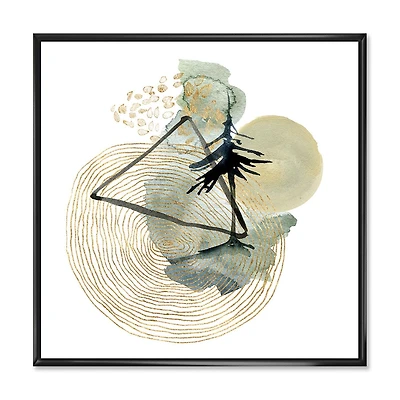 Designart Paysage abstrait de montagnes lune et arbre ART MURAL À CADRE FLOTTÉ