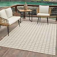 Rug Branch Maise Checkered Indoor Outdoor Area Rug, Beige Cream, Modern - Entryway, Hallway, Bathroom, and Kitchen