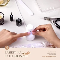 Beetles Gel Nail Kit Almond Nail Tips Easy Nail Extension Set 5 In 1 Nail Glue Gel with 240Pcs Pre shaped Medium Almond Nail Tips & UV Nail Lamp Acrylic Nail Clipper DIY Art Gifts for Her