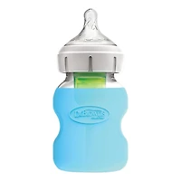 Biberons en verre à col large anti-colique Options+ du Dr Brown avec manchons en silicone - bleu et vert menthe - 5oz - 3pk