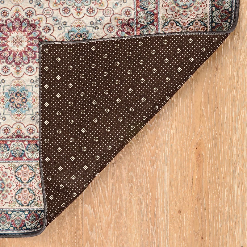 Tapis d'appoint Emerald Ritchie ivoire & bleu de 3 pi 3 po x 5 pi