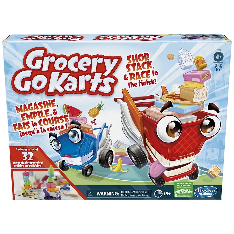 Grocery Go Karts Board Game for Preschoolers and Kids, Building Game with Mini Groceries, Preschool Games for 2-4 Players