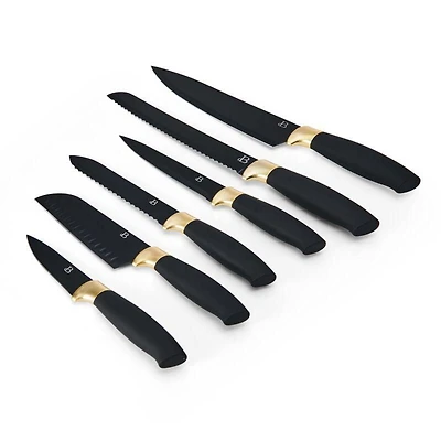 Beautiful 6-Piece Black Champagne Gold Knife Set