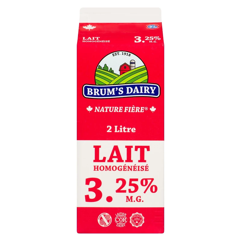 Lait homogénéisé à 3,25 % M.G. de Brum's