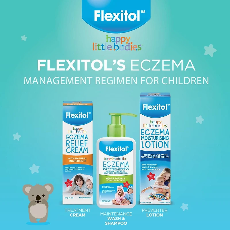 Nettoyant pour le corps et Shampooing contre l'eczéma Happy Little Bodies de Flexitol