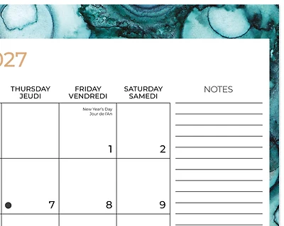 Calendrier familial 2027 Mead® Marbel Fashion en papier, 17 po x 13 po