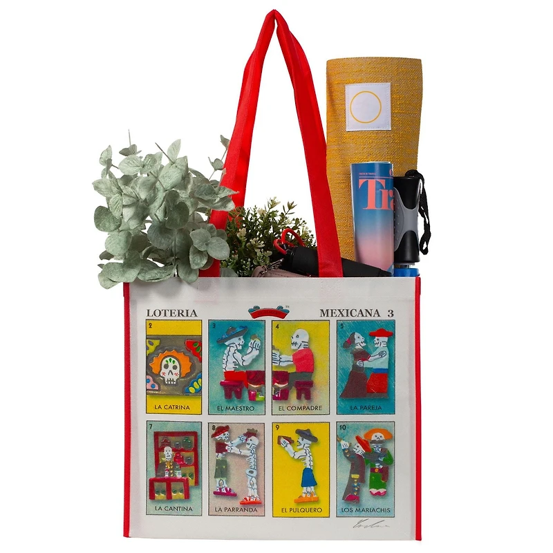 Sac de magasinage du Mois du Patrimoine Latin 2024 Sac réutilisable Eco. Design Lotería Mexicaine