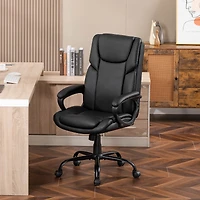 Chaise de bureau ergonomique à dossier haut en cuir Mainstays Executive, noire. Conçue pour les adultes, cette chaise est idéale pour les professionnels, les travailleurs à distance et les étudiants u
