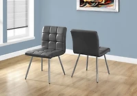 Monarch Specialties Dining Chair, Set Of 2, Side, Upholstered, Kitchen, Dining Room, Pu Leather Look, Metal, Grey, Chrome, Contemporary, Modern