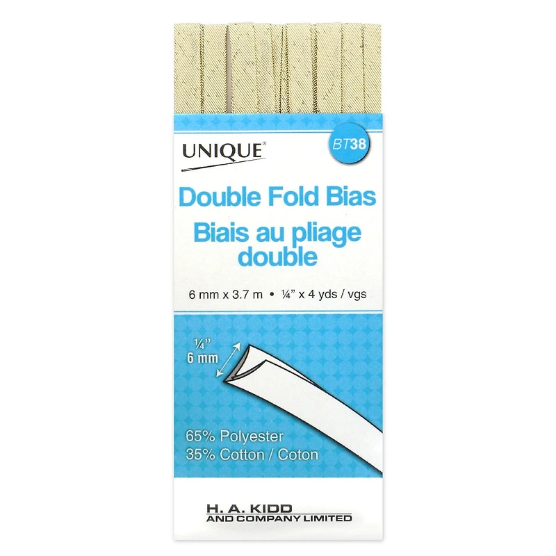 UNIQUE Double‑Fold Bias Tape — Narrow, 7 mm × 3.7 m, 7 mm x 3.7 m