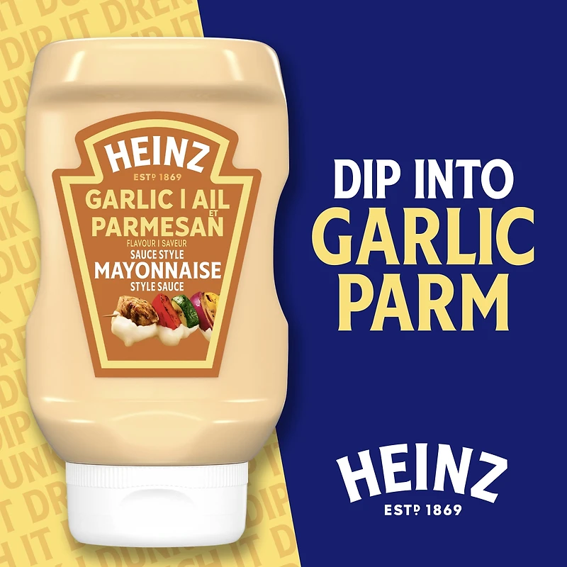 Sauce Style Mayonnaise À La Saveur D'Ail Et De Parmesan, Bouteille Mayonnaise aux cornichons Heinz